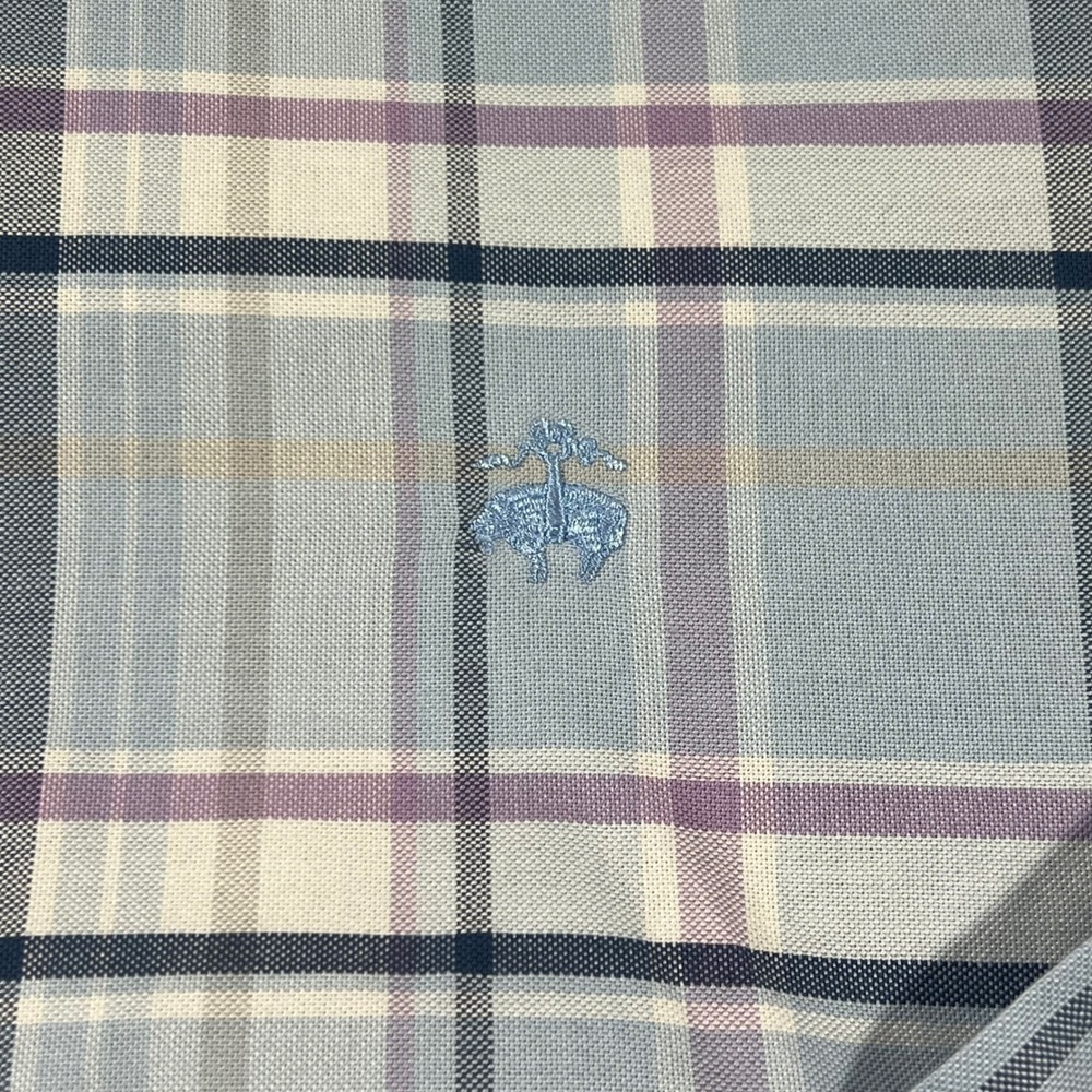 Brooks Brothers Regent Non-Iron Shirt Mens XL Blue Purple Plaid Supima Cotton - Picture 3 of 9